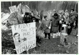Horrow movie: Native activists at a camp near the Temagami logging-road showdown make it clear what they think of Premier David Peterson's role in their dispute