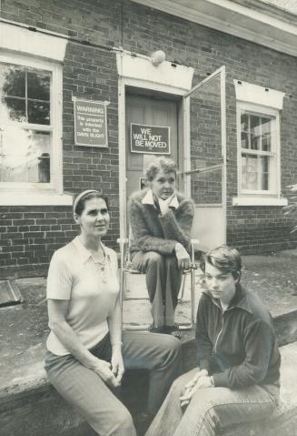 Pickering protesters, from left, Brenda Davies, Frances Moore and Anne Howes, occupied house on proposed site of airport to prevent demolition. Reader(...)
