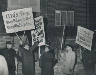 Toronto Anti-Titos March Again, Pickets from the Serbian Youth Organization march at the Yugoslav consulate to protest Canada's recognition of Tito