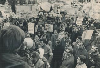 University of Toronto demonstration by 60 professors and students protesting job interviews by the Dow Chemical Co