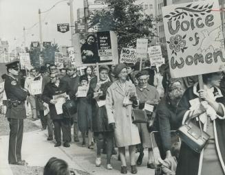 Anti-war pickets marched in Toronto in 1969 outside the U