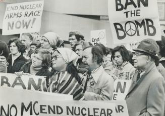 It was almost a flashback when 200 protesters marched into Nathan Phillips Square on Saturday to protest against nuclear arms. [Incomplete]