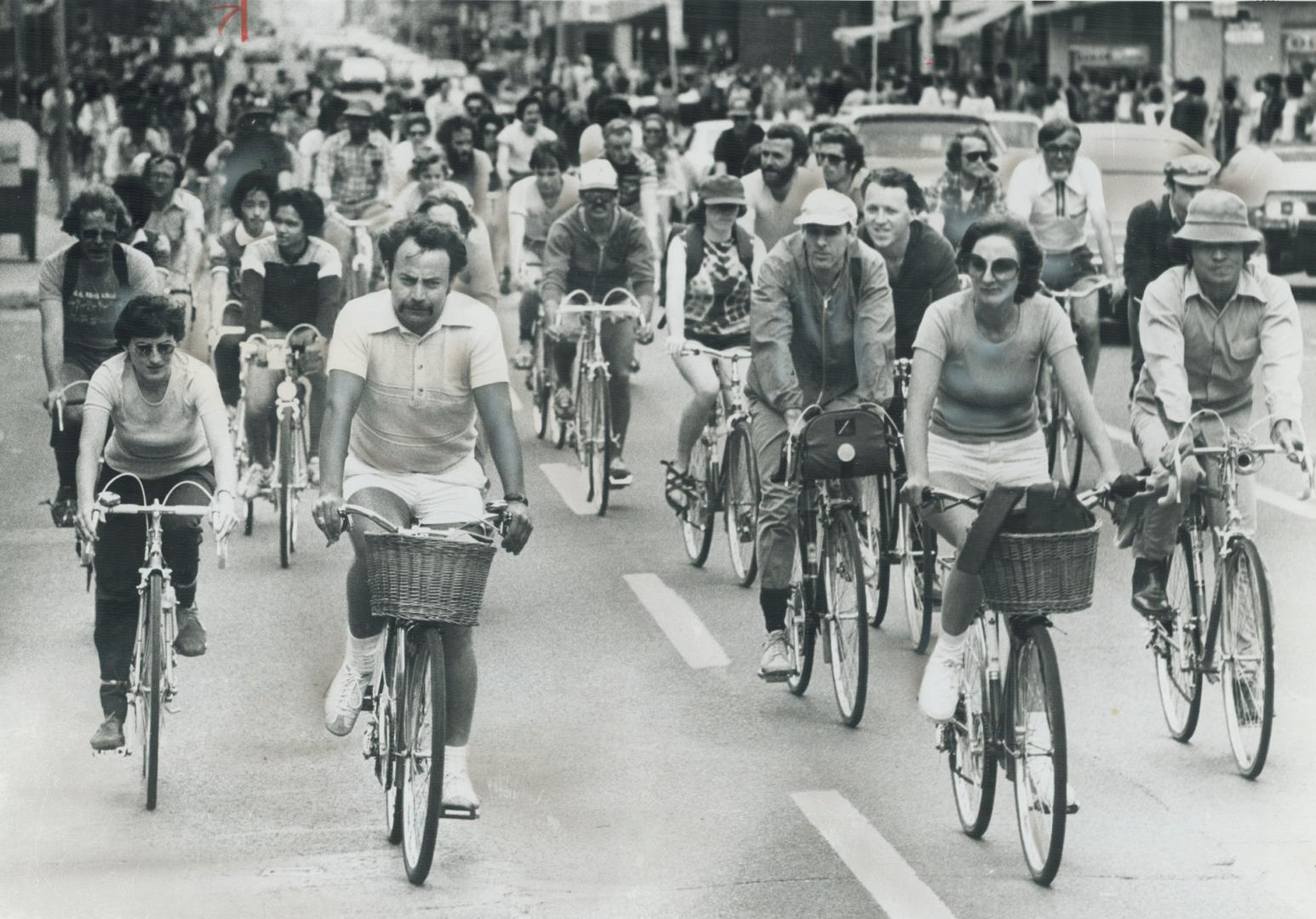 A pedal-power protest at Harborfront, The City Cyclling Committee and 150 bicyclists joined forces to promote pedal-powre on weekend at a Harborfront rally celebrating International Cyclists' Day
