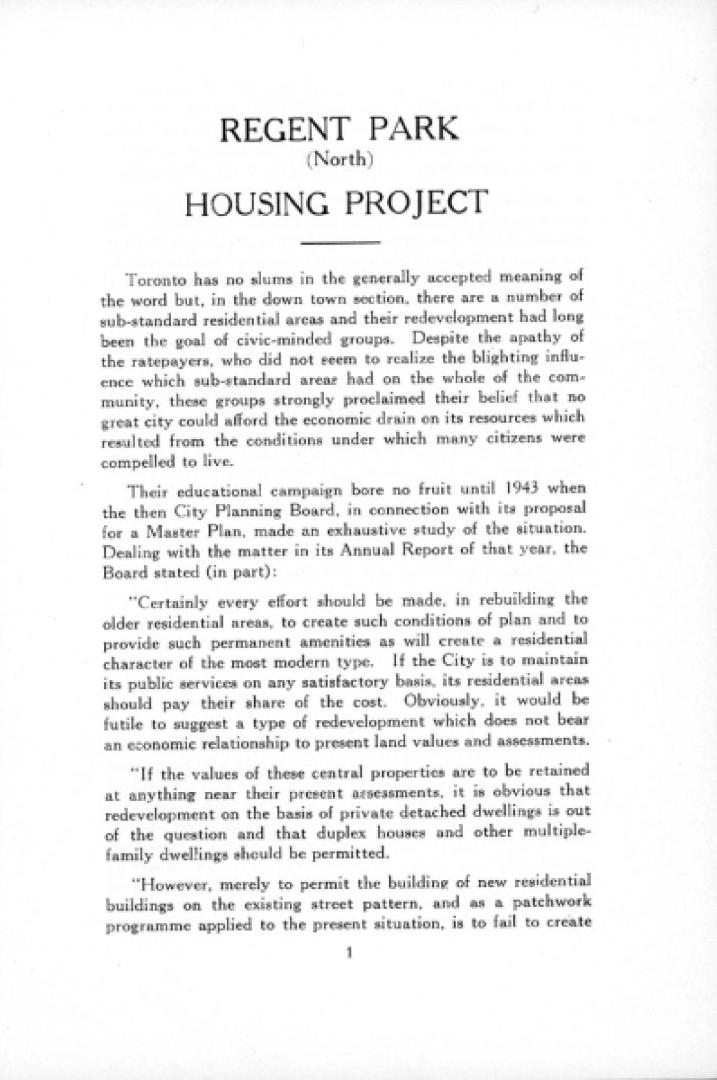 Regent Park (north) housing project