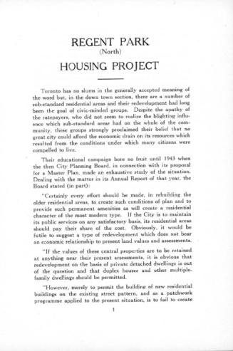 Regent Park (north) housing project