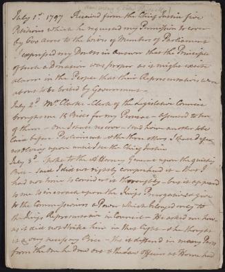 Diary concerning land granting in Upper Canada