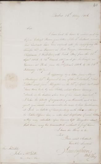 Letter from James Green to John McGill, 26 May 1806