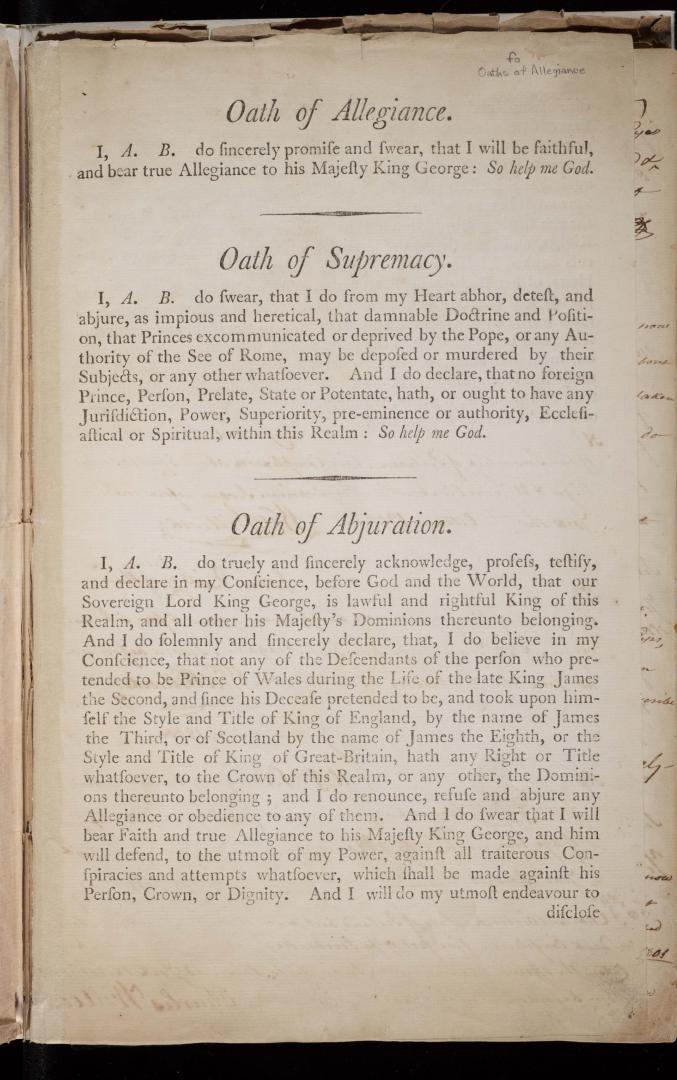 Oaths of allegiance, with signature, age, and physical description of those who took oaths before William Willcocks [justice of the peace in the Home District] Oct 7, 1800 - Nov. 10, 1806.