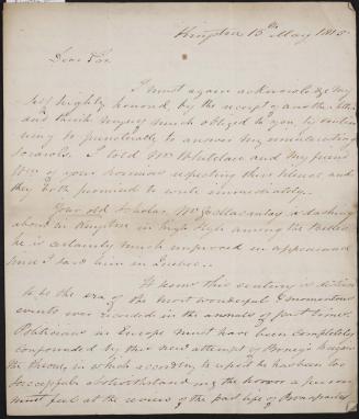 Letter from John Stoughton to Daniel Wilkie, 15 May 1815