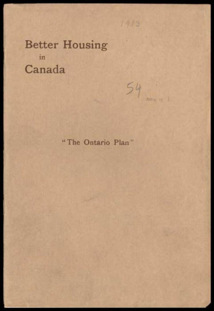 Better housing in Canada : ''the Ontario Plan''
