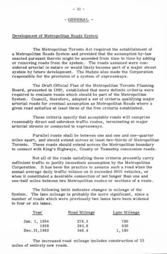 Development of metropolitan roads system