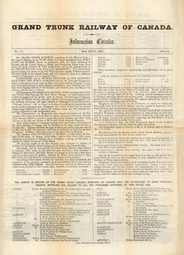 Grand Trunk Railway of Canada information circular