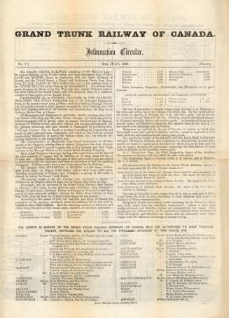 Grand Trunk Railway of Canada information circular