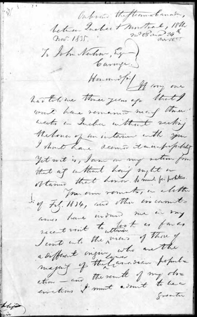 Letter from William Lyon Mackenzie to John Neilson