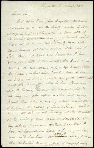 Letter, unsigned, to Charles Stuart relating to a deed between Daniel Ferris, Jr