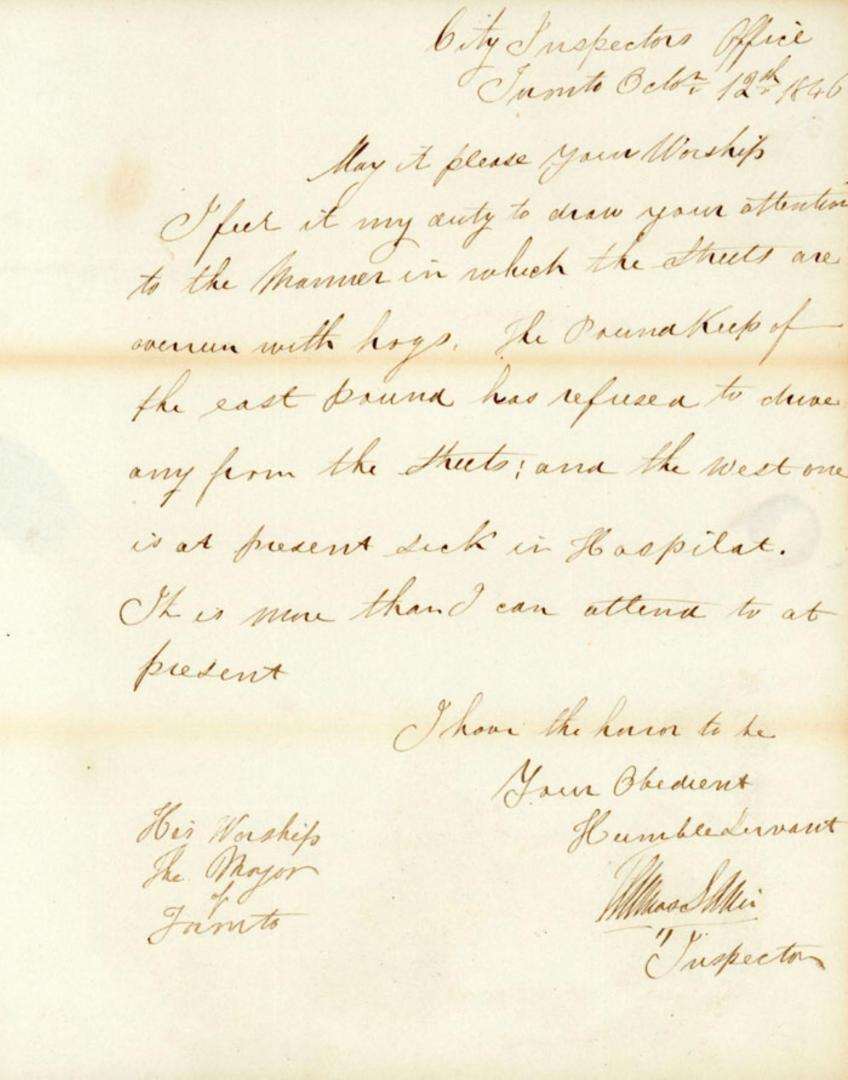 Inspectorés report, 12 Oct. 1846