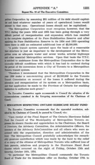 Metropolitan Toronto Council minutes, 1955, appendix a, report No