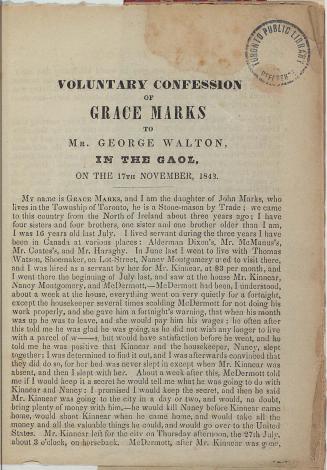 The trials of James McDermott, and Grace Marks, at Toronto, Upper Canada, November 3rd and 4th, 1843, for the murder of Thomas Kinnear ... Toronto, 1843