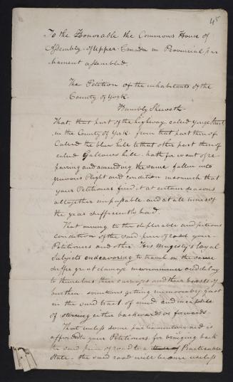 Petition of the inhabitants of the County of York