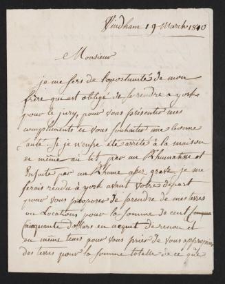 Letter from Le Vicomte de Chalus to Quetton de St