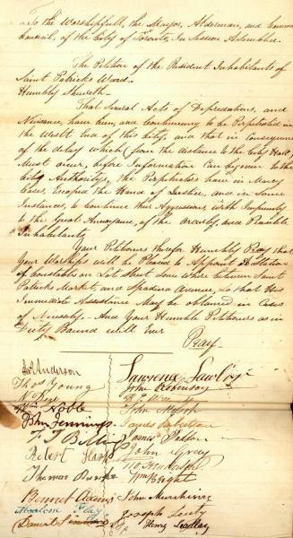 Letter from I.R. Anderson et al, to the Worshipfull, the Mayor, Alderman, and Common Council, of the City of Toronto, 3 July 1843