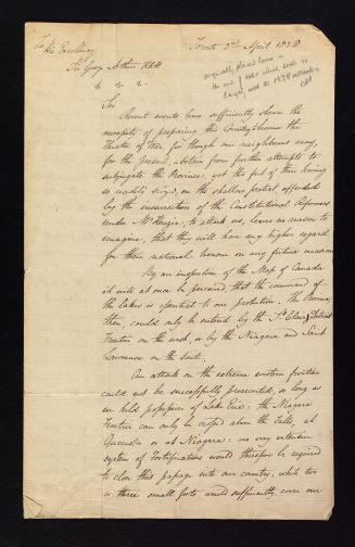 Letter from J. S. Macaulay to George Arthur, 2 Apr. 1838