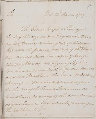 Letter from Peter Russell to John McGill 22 March 1799