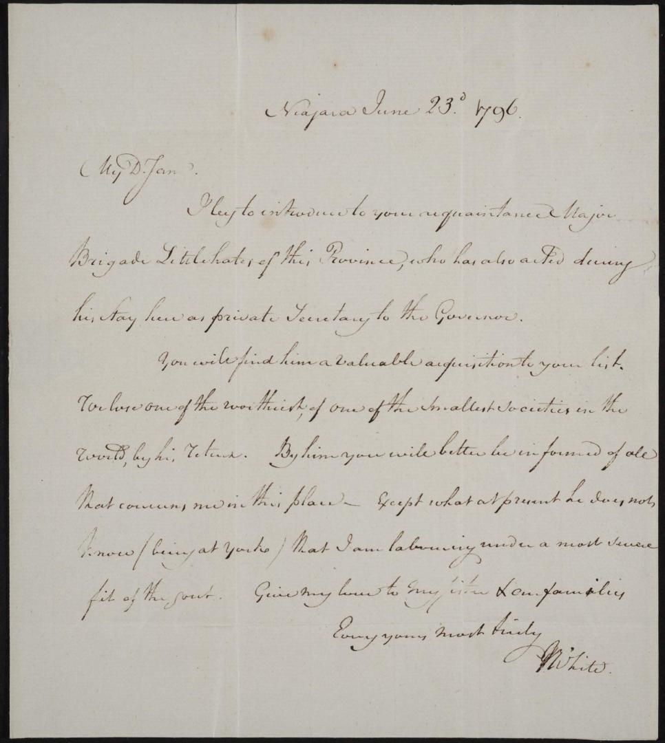 Letter from John White to Samuel Shepherd, 23 June, 1796
