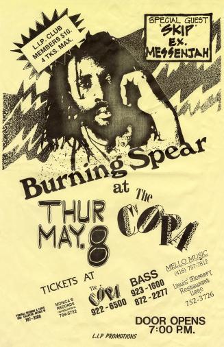 Poster shows a photograph of Burning Spear.