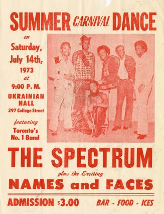 Poster shows a photograph of The Spectrum musical group.
