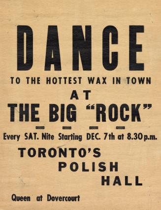 Poster contains only text with information about the time and location of the dances.