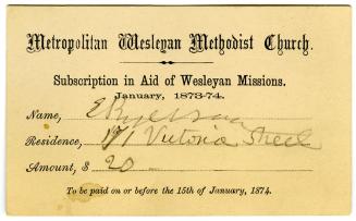 Subscription in aid of Wesleyan missions