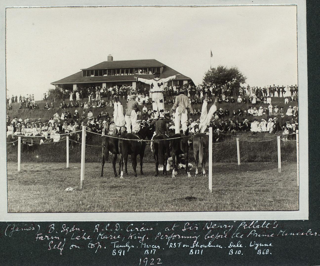 Royal Canadian Dragoons Circus at Sir Henry Pellatt's Farm, Lake Marie, King