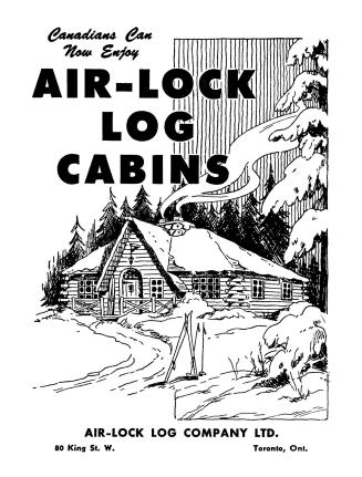On cover: illustration of log cabin with fir trees in background, winter snowy scene. 