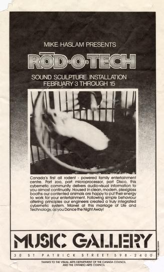 Poster includes a photograph of a hamster running in a wheel inside a cage.