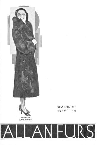 Black and white cover with image of woman wearing a fur coat 