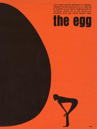 Poster features an illustration of a person looking at a keyhole in the side of a large egg.