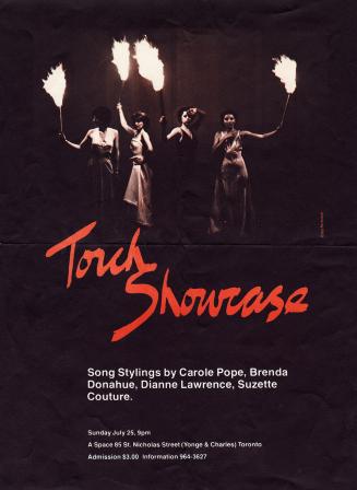 Poster features a photograph of four women holding torches.