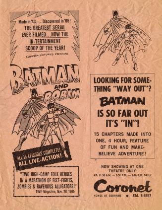 Poster features an illustration of Batman and Robin.