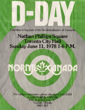A poster featuring a target with a marijuana leaf in the centre.
