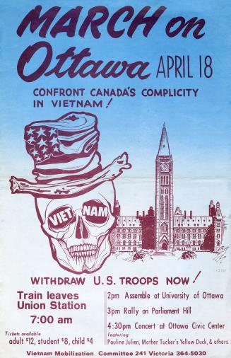 A poster featuring a skull wearing an American flag top hat.