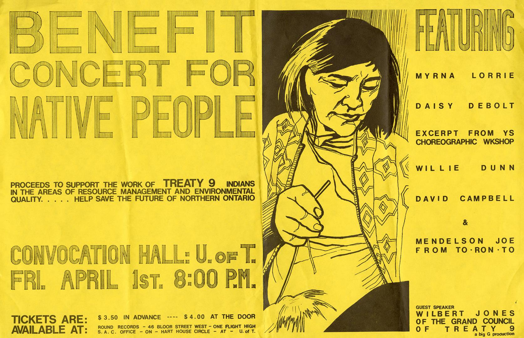 A poster featuring an illustration of a woman with thread.
