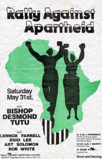 A poster featuring two human silhouettes over the continent of Africa.