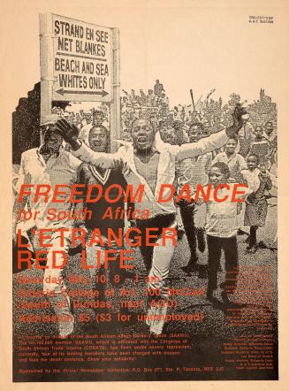 Poster features a photograph of a group of people marching in front of a sign reading &quot;Bea ...