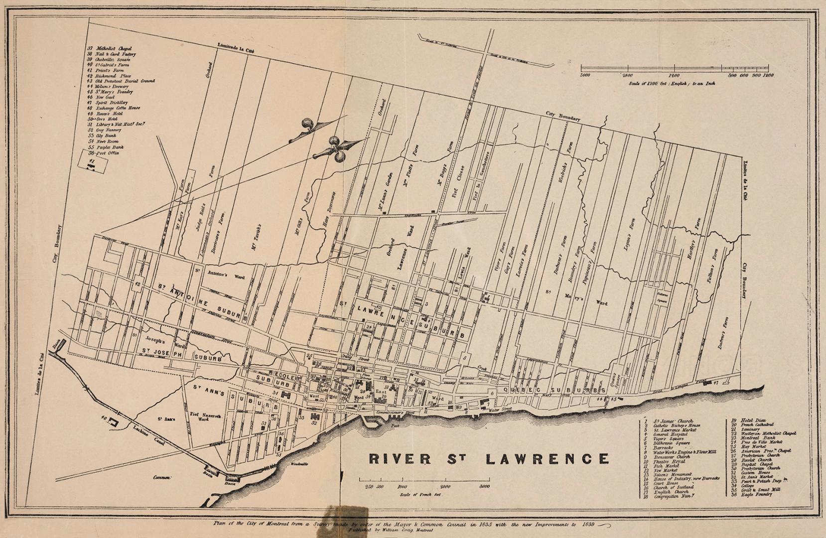 Plan of the City of Montréal depicting the streets as they were in 1839. 