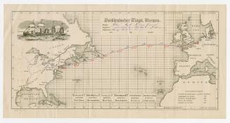 Map showing Arthur Conan Doyle's North American voyage, 1894, with daily milage filled in