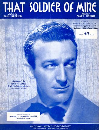 Cover features: title and composer information; facsimile photograph of Harry James with captio ...