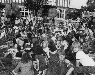 Crowd of young people watching a concert