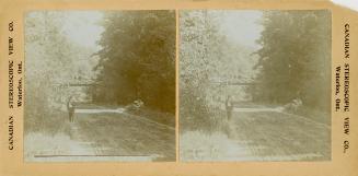 Pictures show a man waling on a dirt path 