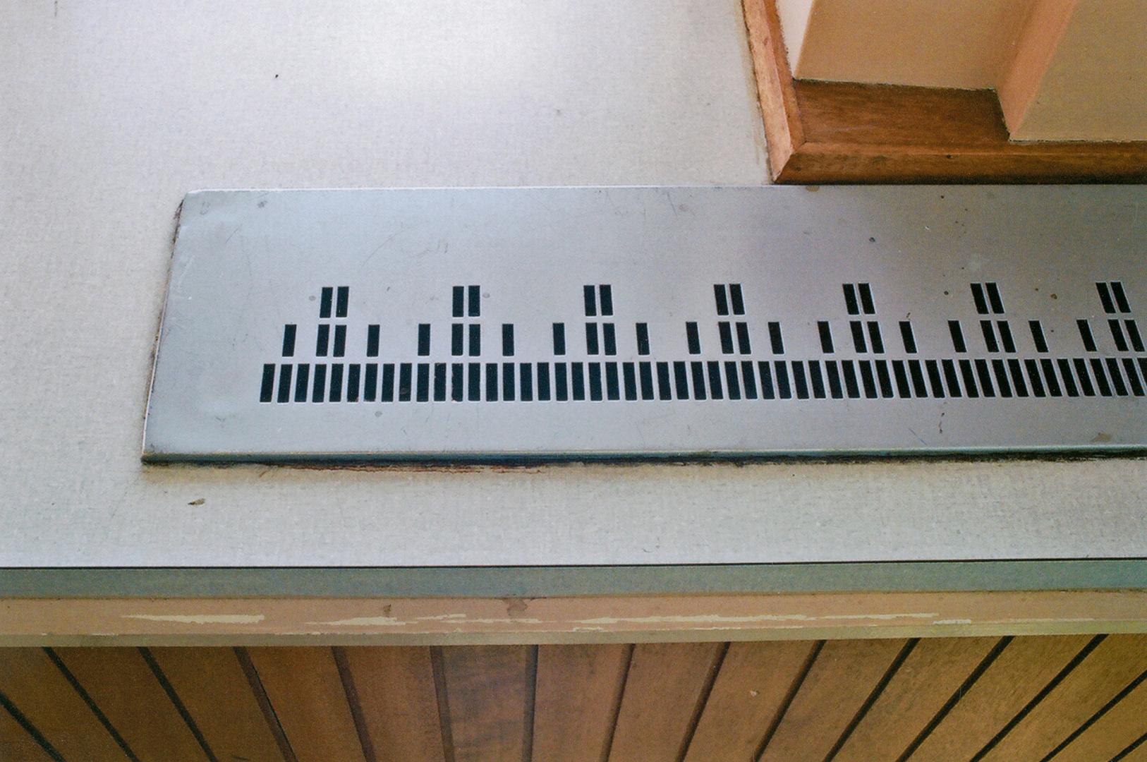 Detail of air vent with braille motif, activity room, Davisville P.S.